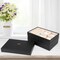 Stackable Jewelry Organizer Tray with Lid, PU Leather Jewelry Storage Holder for Drawer Inserts, Jewellery Display Box Case for Earring Necklace Ring Watch Bracelet (Set of 4, Black)